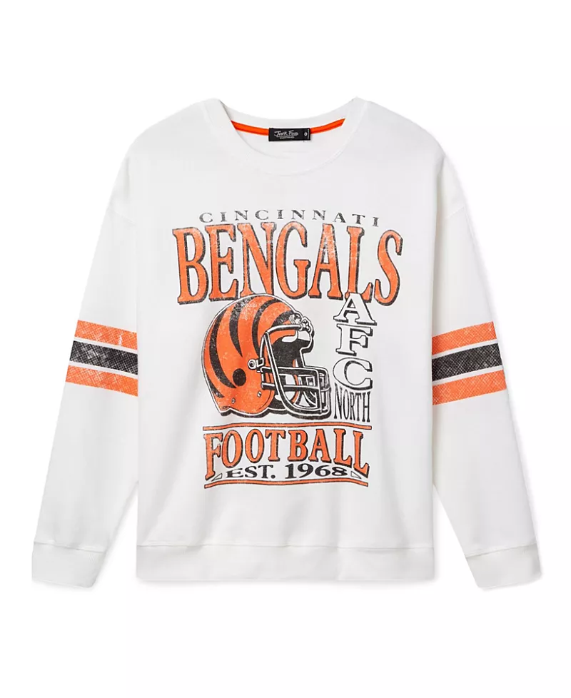 Junk Food Clothing Women's Cincinnati Bengals Oversized Striped Fleece