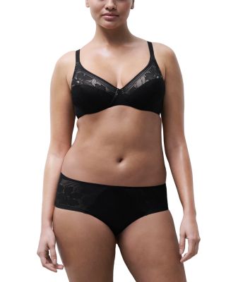 Osmose Plunge Unlined Lace Trim Underwire Bra