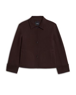 Double Face Wool Blend Boxy Cuff Jacket