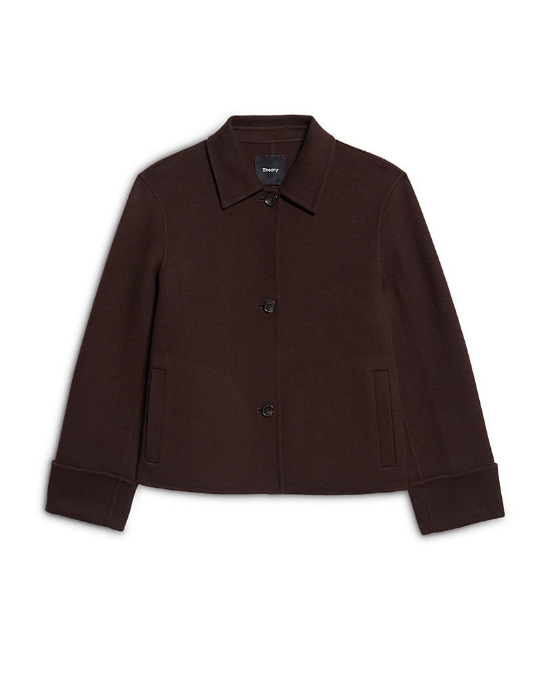 Theory Double Face Wool Blend Boxy Cuff Jacket