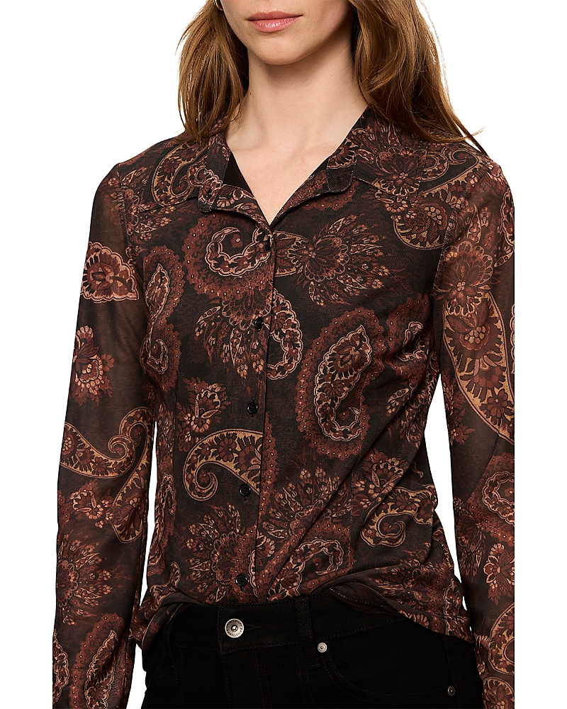 Sanctuary Fitted Mesh Button Down Top