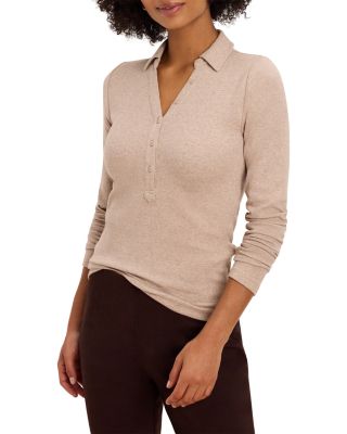 Perfect Rib Knit Long Sleeve Polo