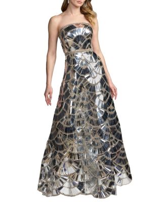  Strapless Beaded Scallop Ballgown