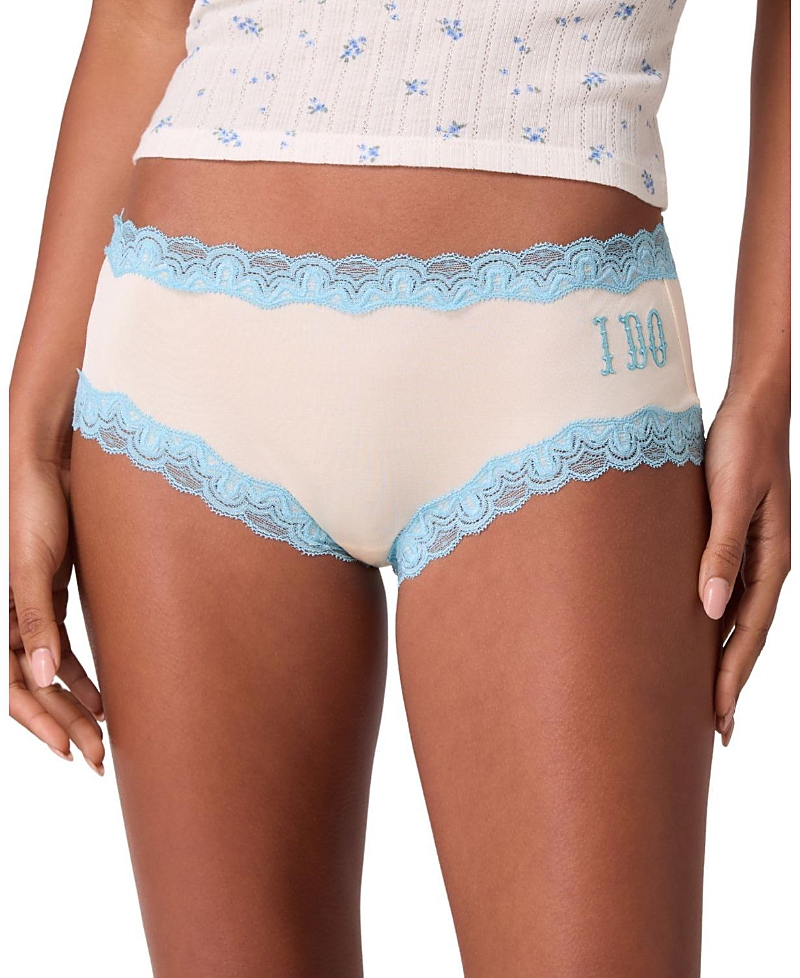 Uwila Warrior Women's Soft Silk 'I Do' Bridal Lace Trim Brief