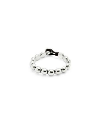  Bracelet with Small Round Beads Plated in Sterling Silver