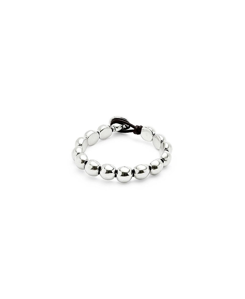 Unode50 Bracelet with Small Round Beads Plated in Sterling Silver