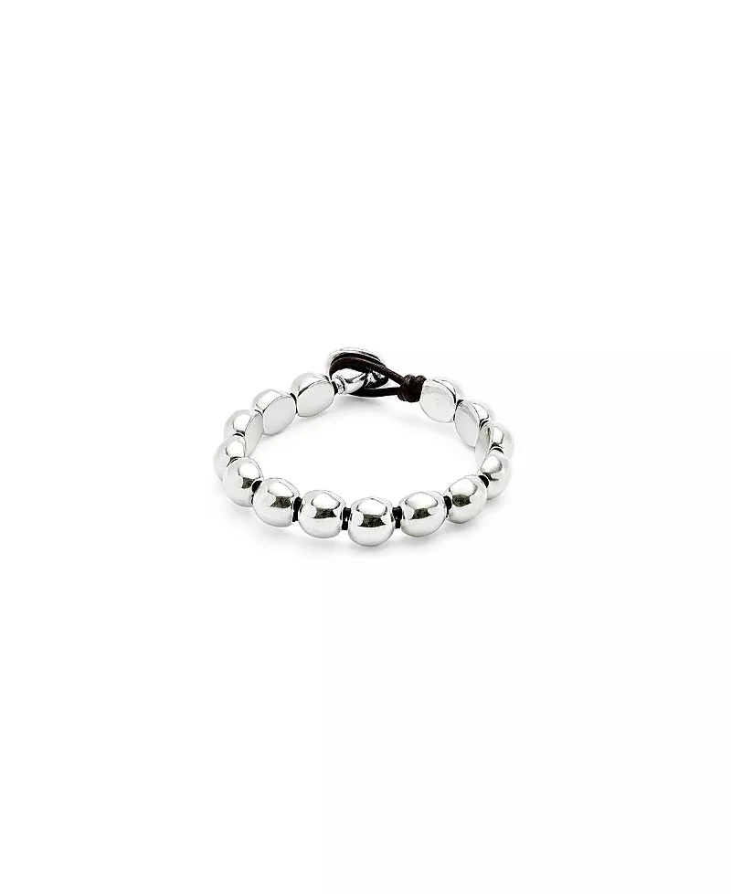 UNOde50 Bracelet with Small Round Beads Plated in Sterling Silver