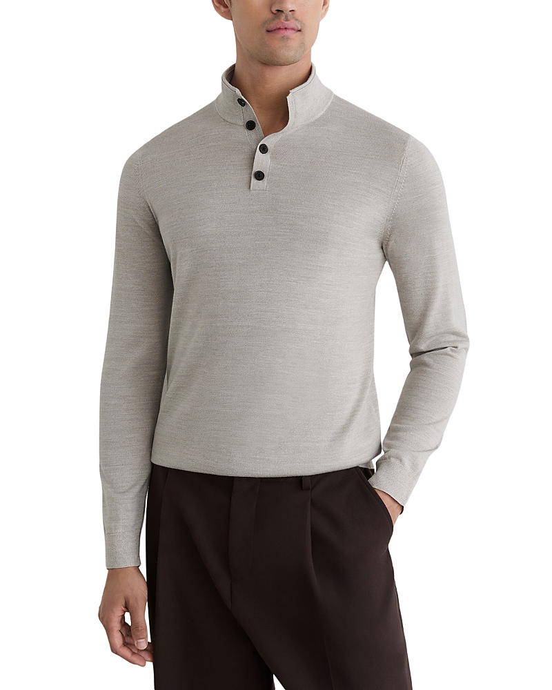 Reiss Farnham Merino Wool Long Sleeve Sweater Polo