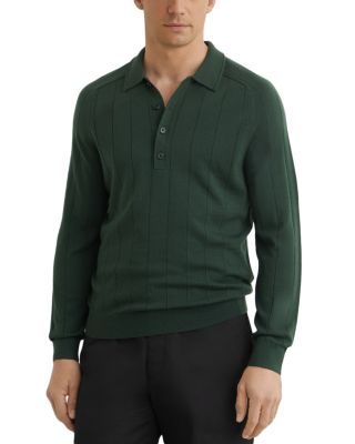 Greyson Ribbed Long Sleeve Merino Wool Polo