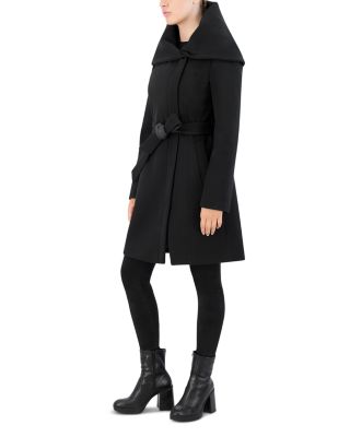 Belted Asymmetric Zip Front Soft Twill Coat - thumbnail 4