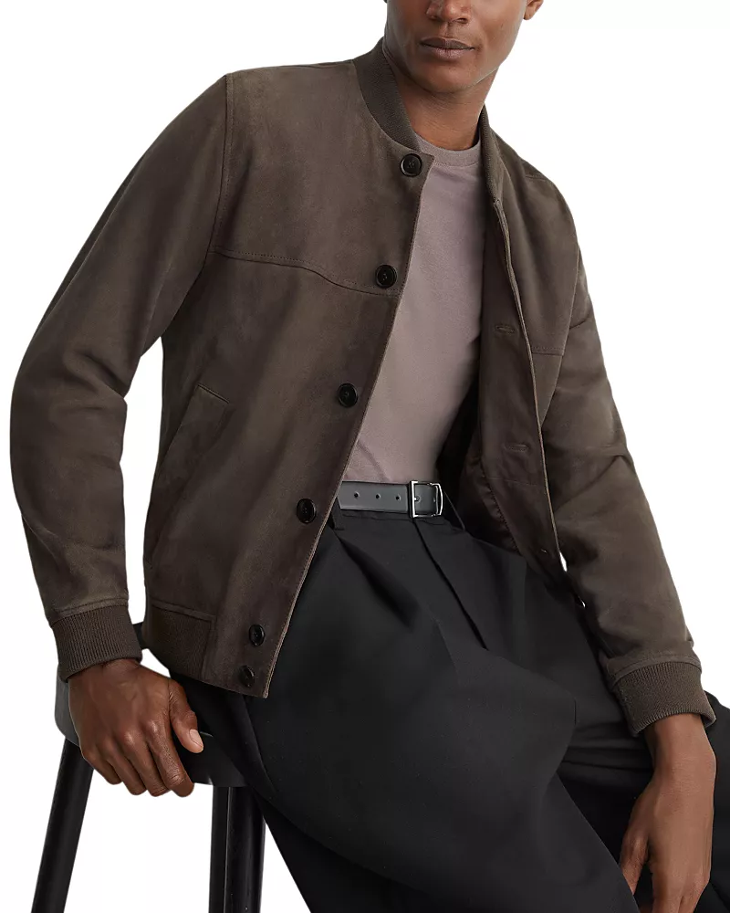 Reiss Mountford Suede Bomber Jacket