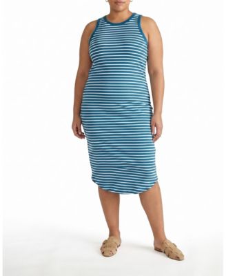 Universal Standard Women's Plus Cai High Neck Tank Dress In Ink Blue/white Stripe