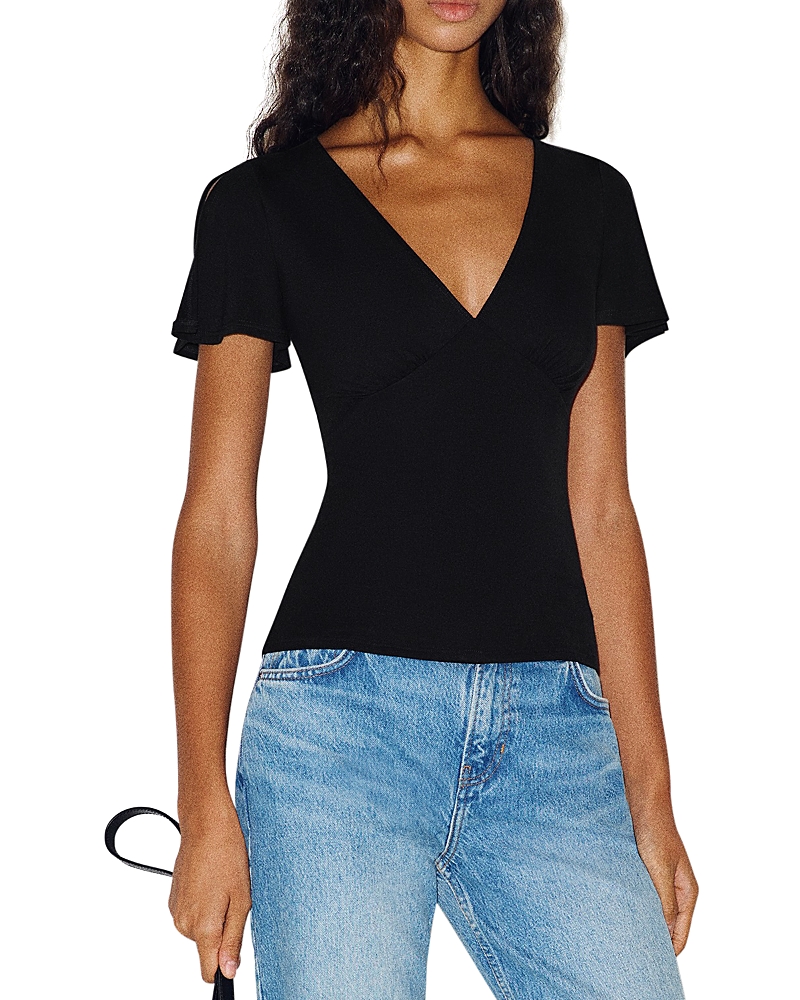 Reformation Cosette Knit Flutter Sleeve Top