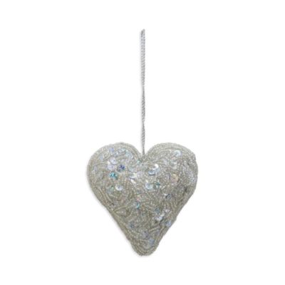 Silver Sequin Heart Ornament