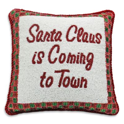Santa Is Coming to Town Pillow, 10" x 10"