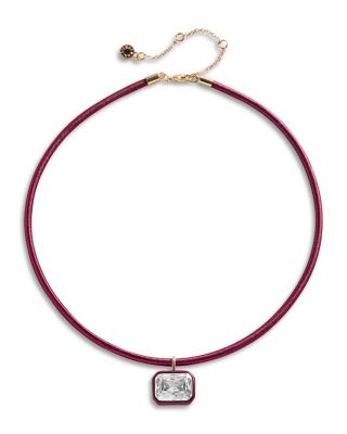 Lindsay Crystal Fabric Wrapped Pendant Necklace, 16-19"