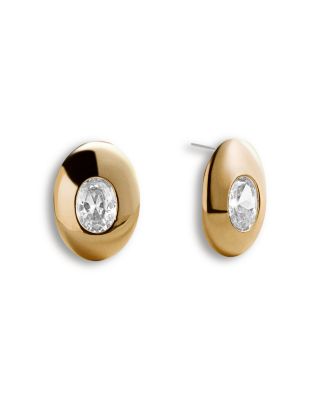 Maude Cubic Zirconia Oval Stud Earrings