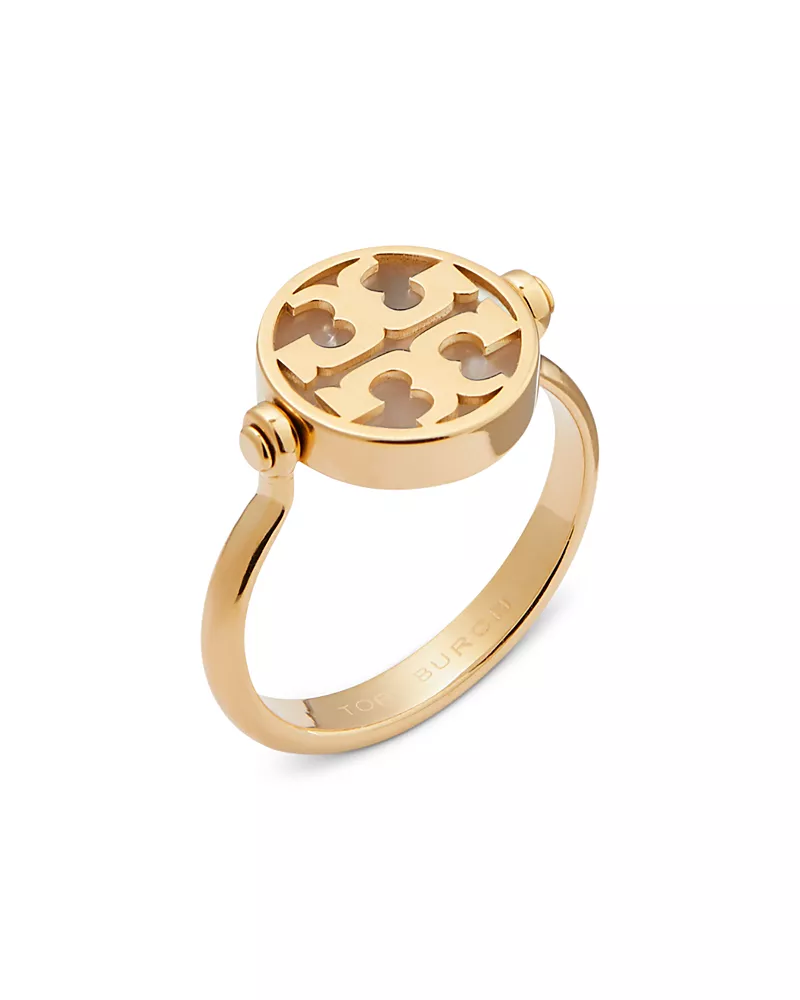 Tory Burch Icon Double T & Mother Of Pearl Reversible Ring