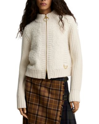 Hazelwood Knitted Sherpa Fleece Bomber Jacket