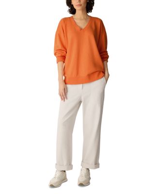 Long Sleeve V Neck Cotton Sweatshirt - thumbnail 7