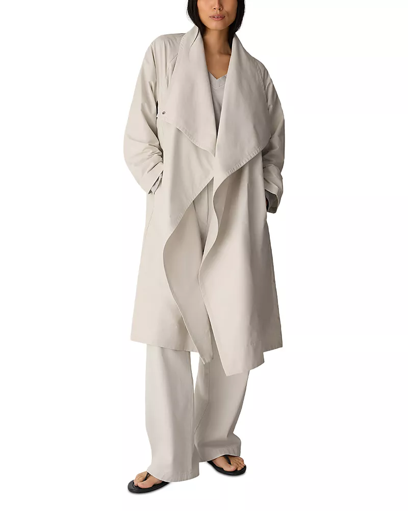 Eileen Fisher Petites High Drape Neck Belted Coat
