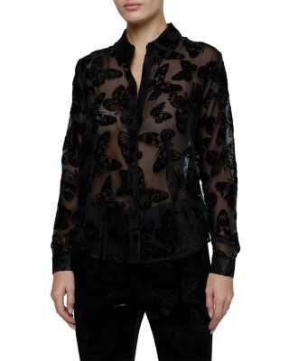 L'Agence Laurent Velvet Butterfly Lace Blouse