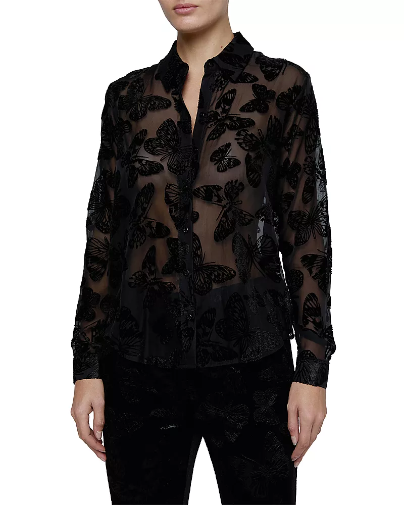 L'Agence Laurent Velvet Butterfly Lace Blouse