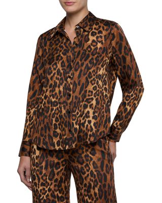 L'agence Ellery Printed Long Sleeve Blouse In Tan Multi