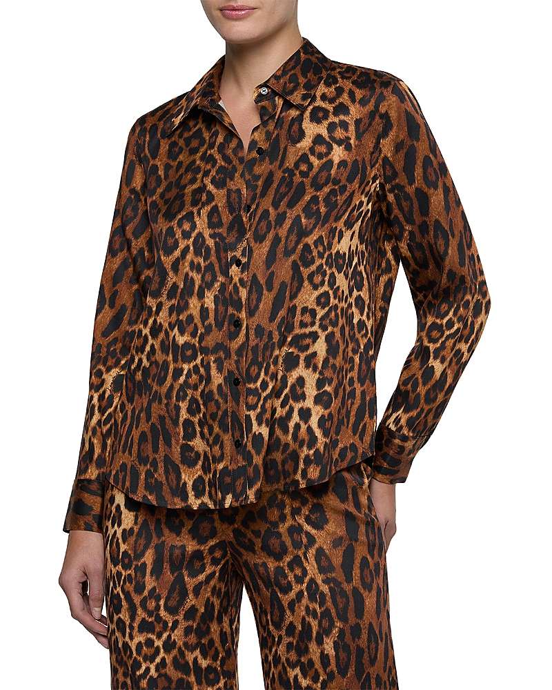 L'agence Ellery Printed Long Sleeve Blouse In Tan Multi
