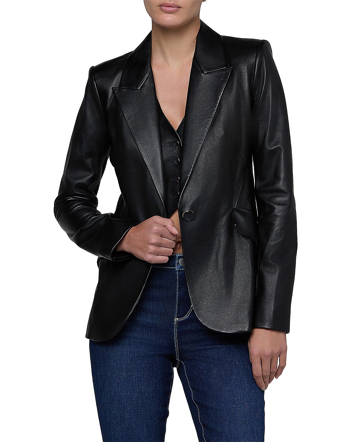L'Agence Chamberlain Leather Blazer