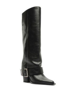 Women's Parker Up Knee High Leather Moto Boots