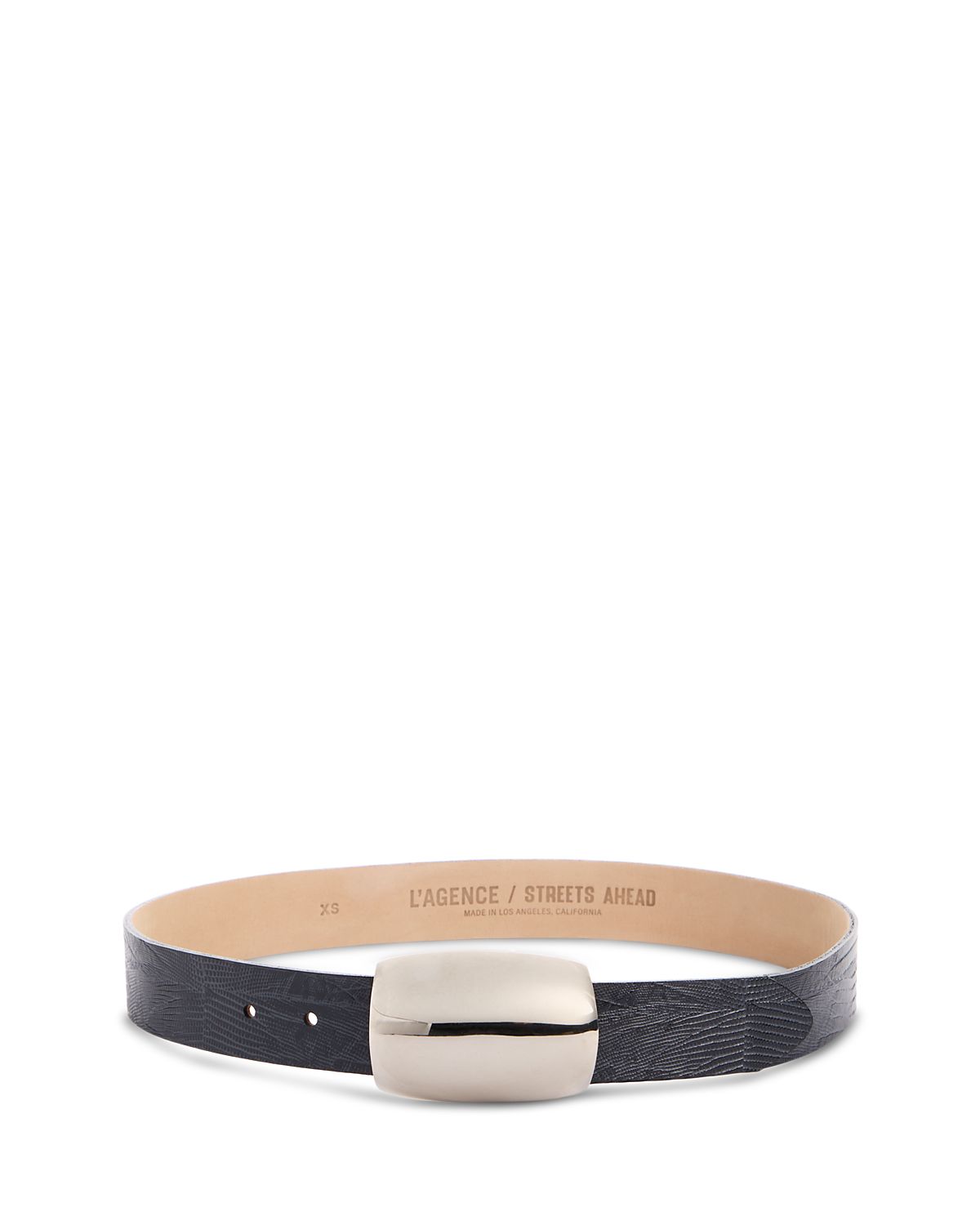 L'Agence Women's Milou Domed Embossed Leather Belt
