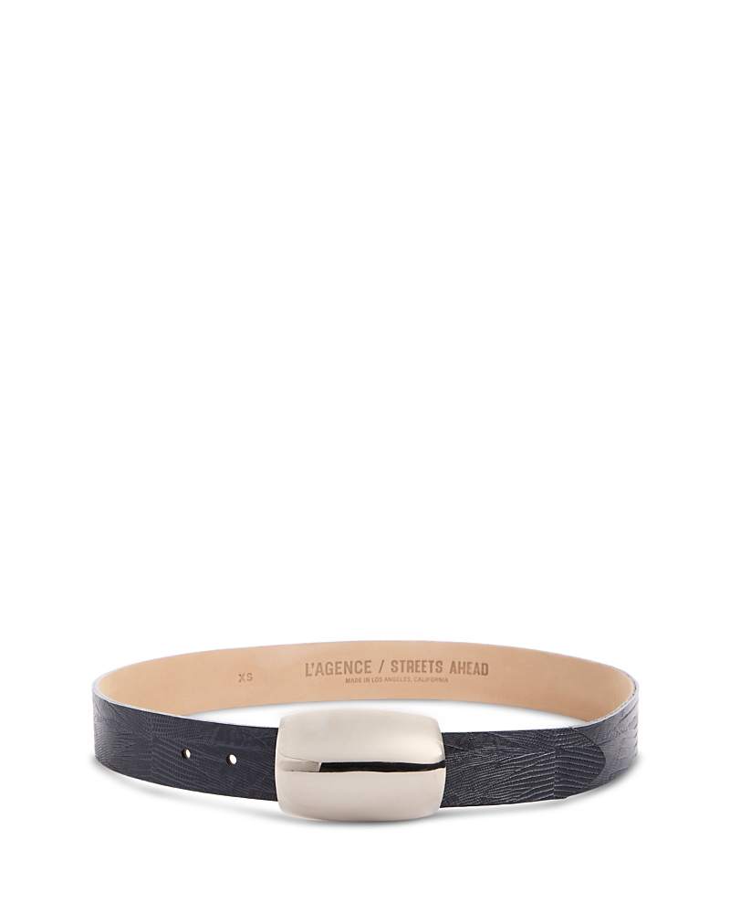 L'Agence Women's Milou Domed Embossed Leather Belt