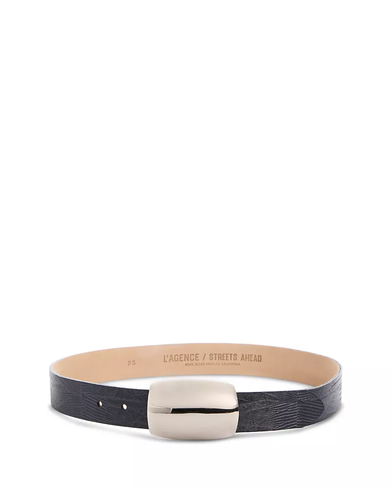 L'Agence Women's Milou Domed Embossed Leather Belt