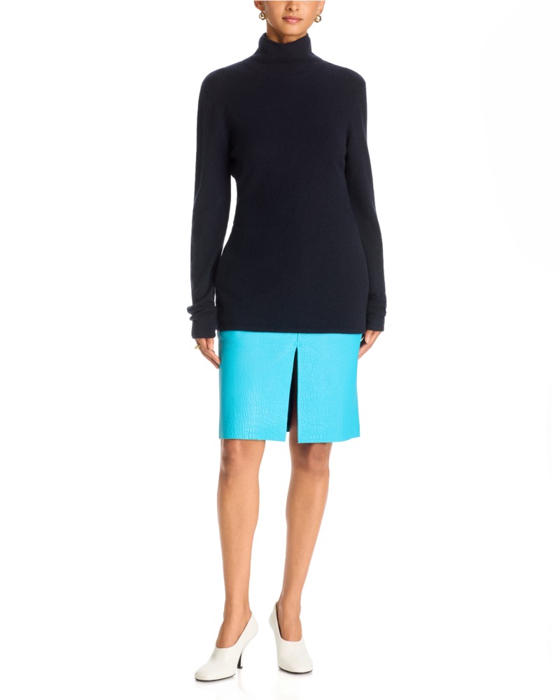 Tove Prue Cashmere Turtleneck Backless Sweater in Midnight Navy