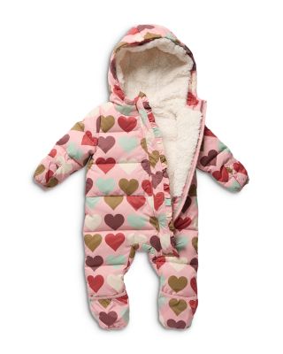 Girls' Hooded Ruffled Snowsuit With Faux Sherpa Lining - Baby