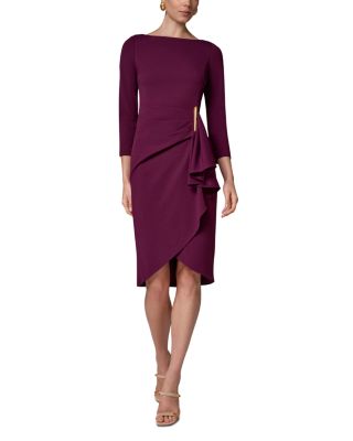 Cascade Ruffle Boat Neck Sheath Dress - thumbnail 8