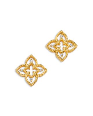 Roberto Coin 18K Yellow Gold Venetian Princess Diamond Outline Stud Earrings, 0.05 tcw