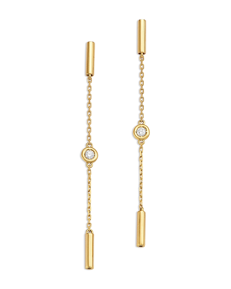 Roberto Coin 18K Yellow Gold Diamonds by the Inch Diamond Bezel & Polished Bar Linear Drop Earrings, 0.22 tcw