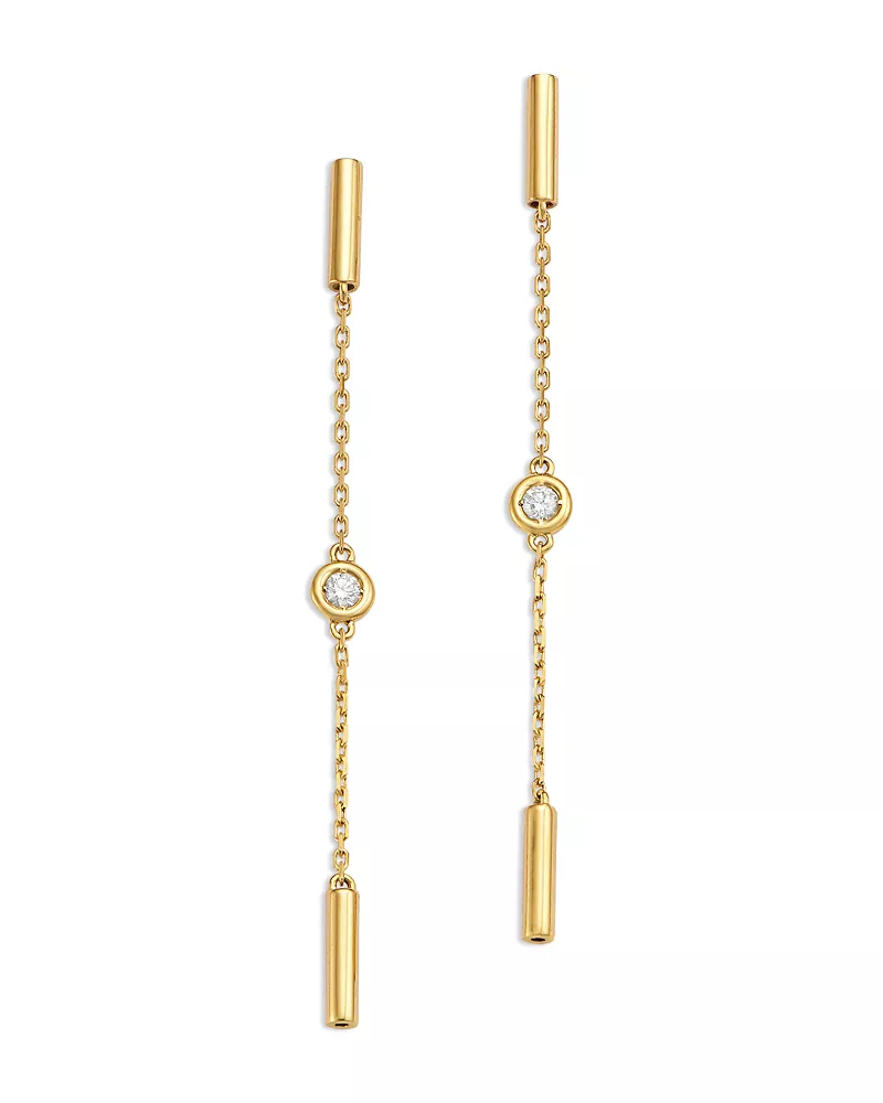 Roberto Coin 18K Yellow Gold Diamonds by the Inch Diamond Bezel & Polished Bar Linear Drop Earrings, 0.22 tcw