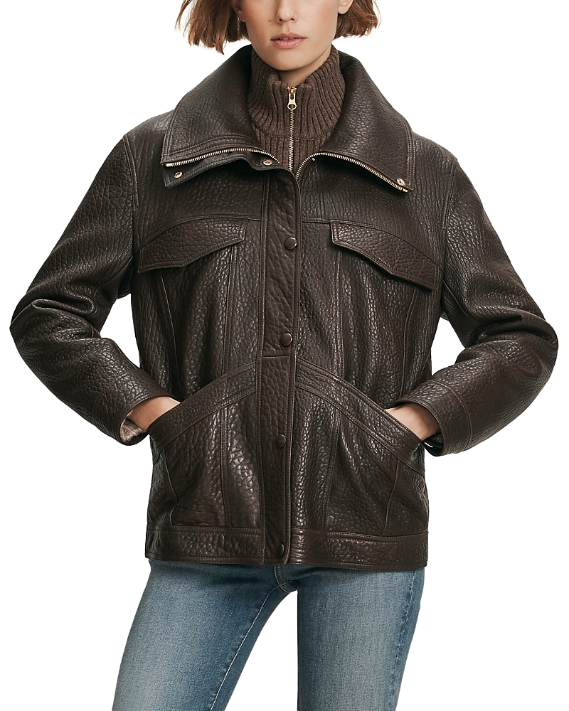 Veronica Beard Silversmith Leather Dickey Jacket