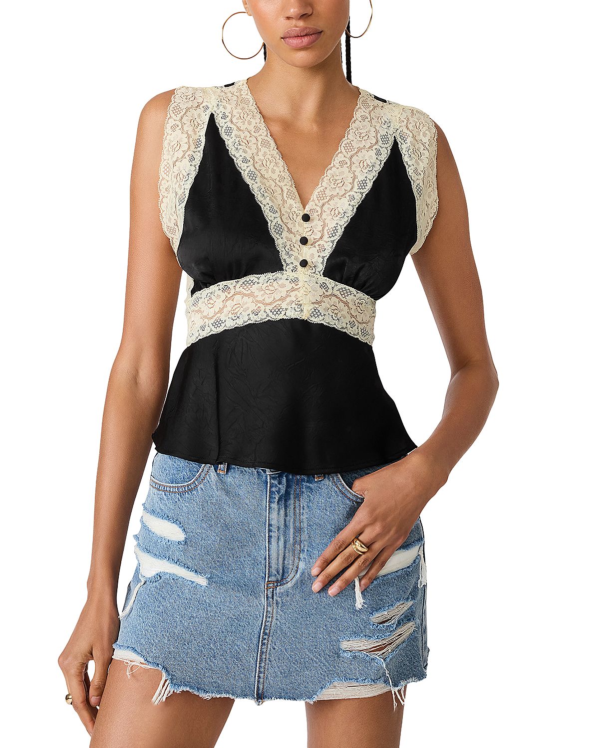 Steve Madden Elinor Sleeveless Lace Trim Top