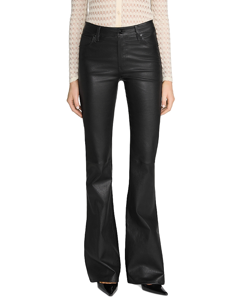 Frame The Leather Flare Jeans in Black