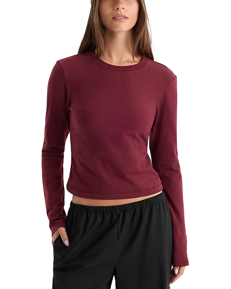 Good American Cotton Stretch Long Sleeve Baby Tee