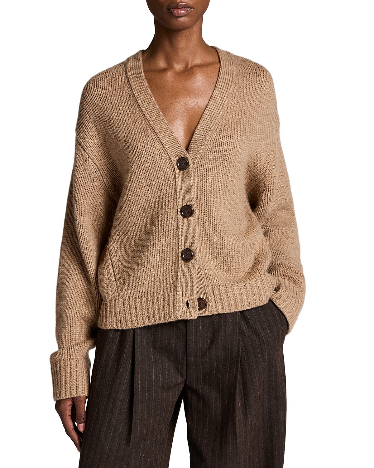 Vince Wool & Cashmere Boxy V Neck Cardigan