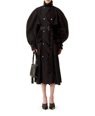  Bi-Material Trench Coat In Silk Faille And Charmeuse Fabric