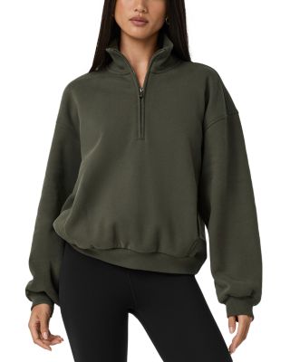 Vuori Restore Oversized Half Zip Sweatshirt In Army
