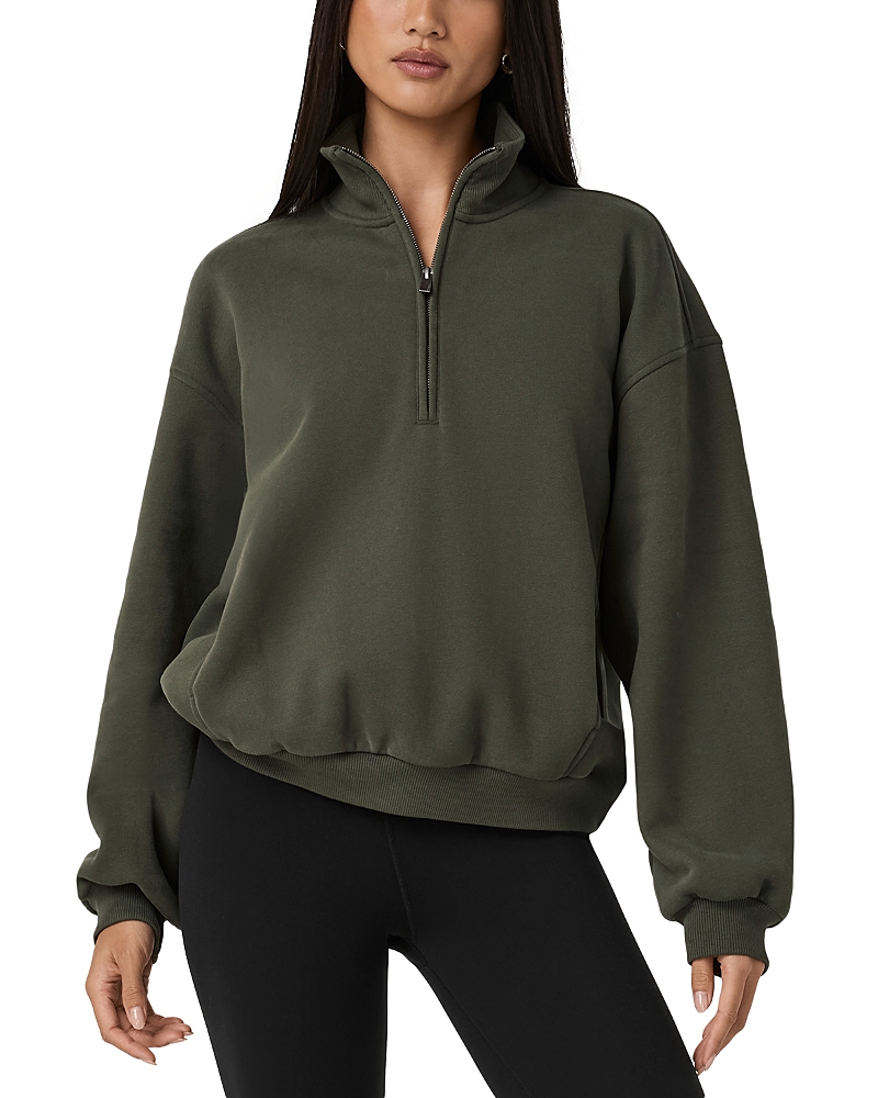 Vuori Restore Oversized Half Zip Sweatshirt In Army