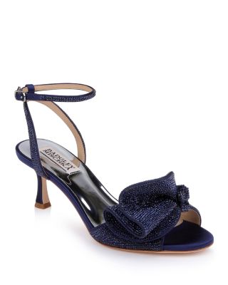Women's Remi Almond Toe Rhinestone Ruffle Mid Heel Sandals