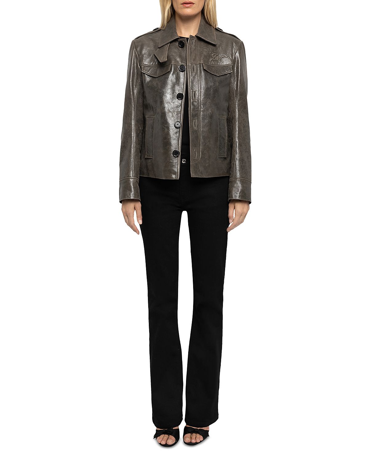 Zadig & Voltaire Veram Glossy Leather Jacket